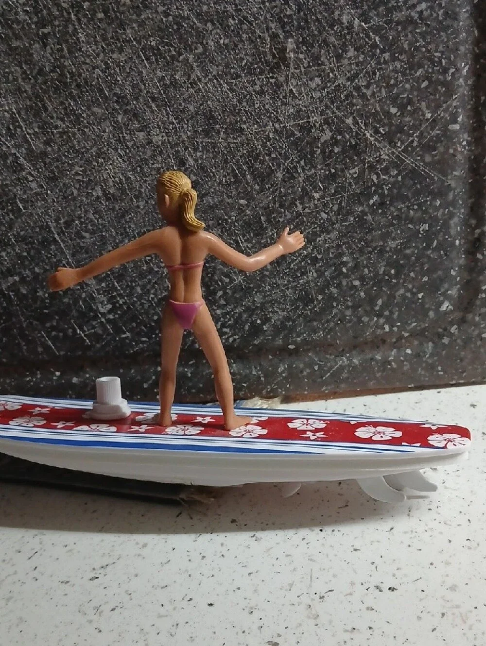 Vintage Wind Up Surfer Girl Water Toy